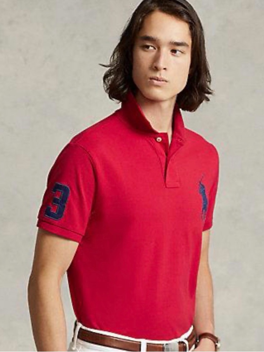 Polo Ralph Lauren Custom Slim Fit Big Pony Mesh Polo Shirt - #